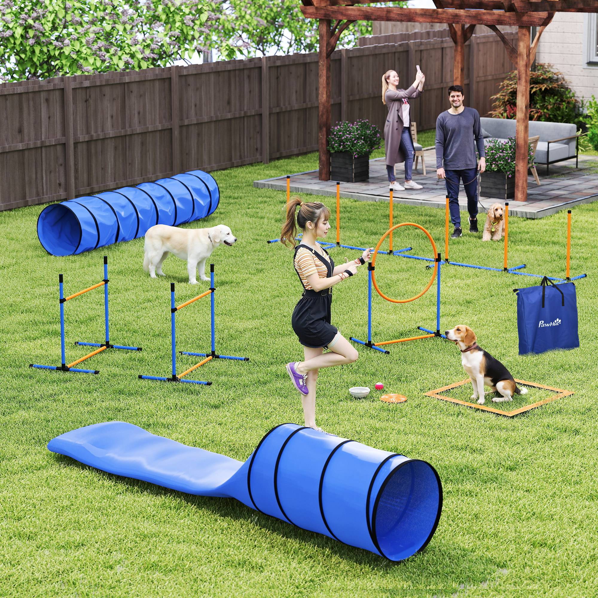 Kit d'agilité pour chien polyester et plastique orange et bleu 350 x 68 x 70 cm - PANGIVO - Image 4