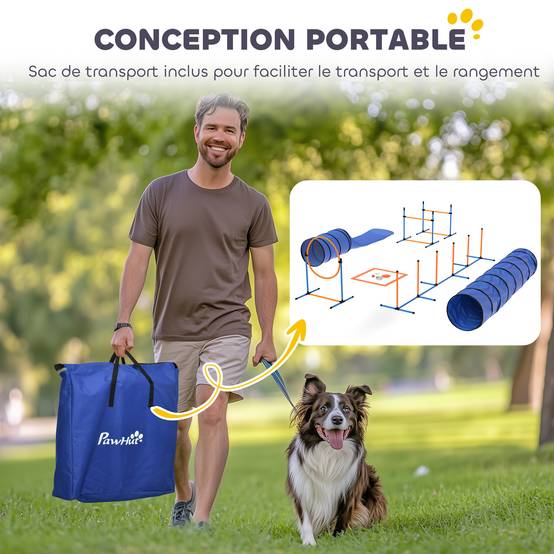 Kit d'agilité pour chien polyester et plastique orange et bleu 350 x 68 x 70 cm - PANGIVO - Image 10