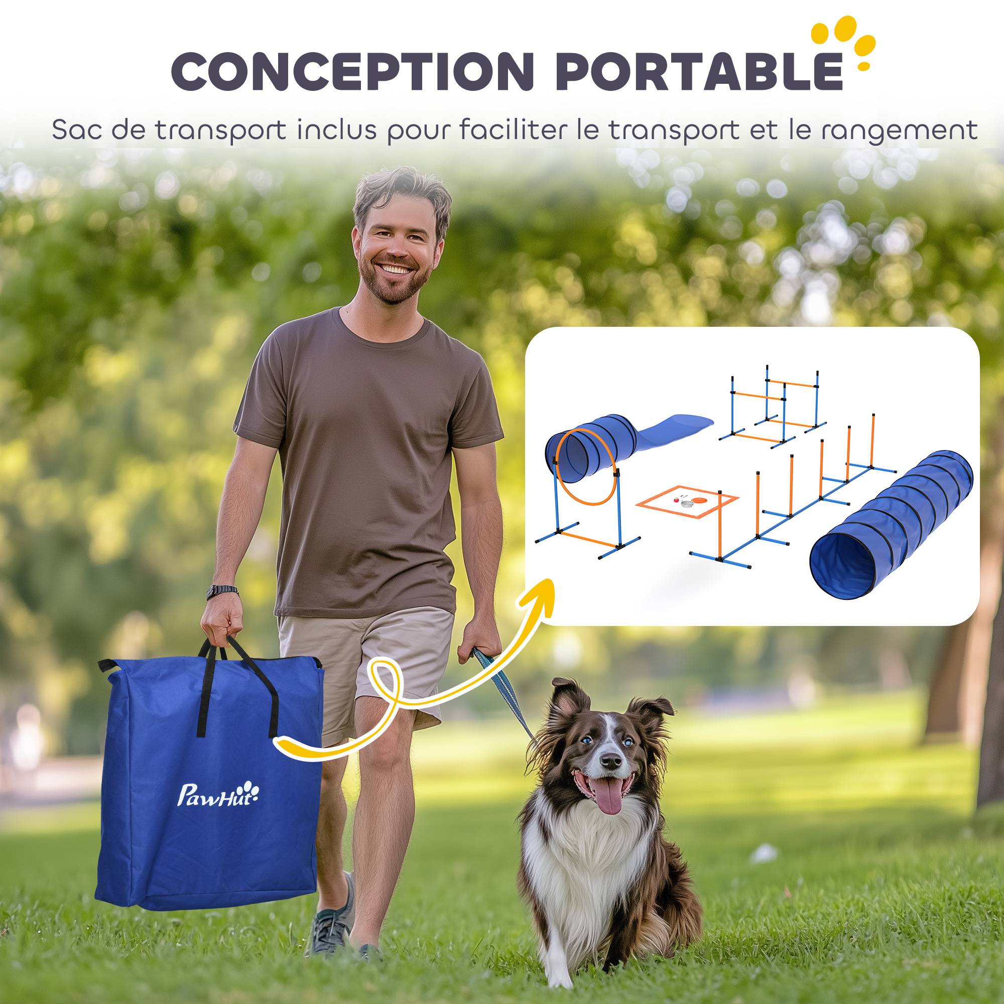 Kit d'agilité pour chien polyester et plastique orange et bleu 350 x 68 x 70 cm - PANGIVO - Image 10