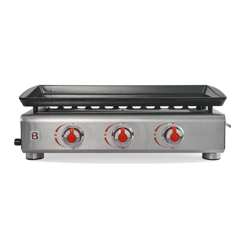 Brasero - Plancha Silvia II Inox 3 feux Brasero - BRASERO - Plaque en fonte 67 x 34 cm - 3 brûleurs - Jusqu'à 10 convives - 7,5 kW - Image 2