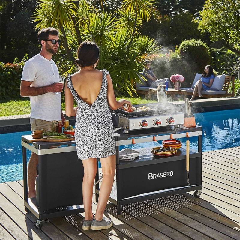 Brasero - Plancha Silvia II Inox 3 feux Brasero - BRASERO - Plaque en fonte 67 x 34 cm - 3 brûleurs - Jusqu'à 10 convives - 7,5 kW - Image 3