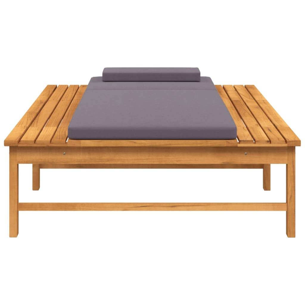 Chaise longue | Transat | Bain de soleil et coussin/oreiller gris foncé bois massif acacia - Image 5