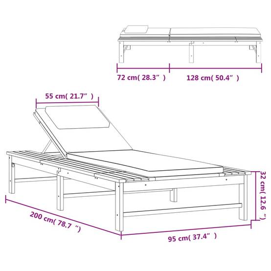 Chaise longue | Transat | Bain de soleil et coussin/oreiller gris foncé bois massif acacia - Image 10