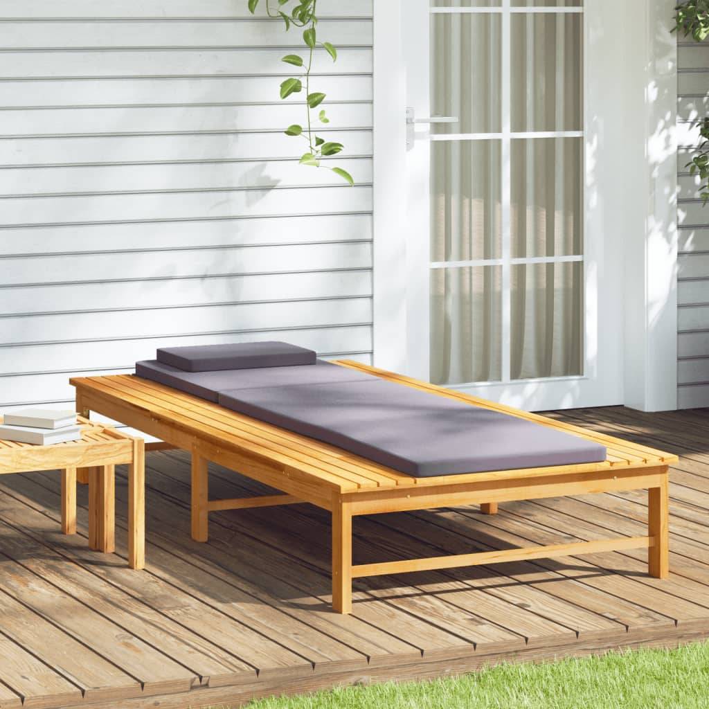 Chaise longue | Transat | Bain de soleil et coussin/oreiller gris foncé bois massif acacia - Image 3