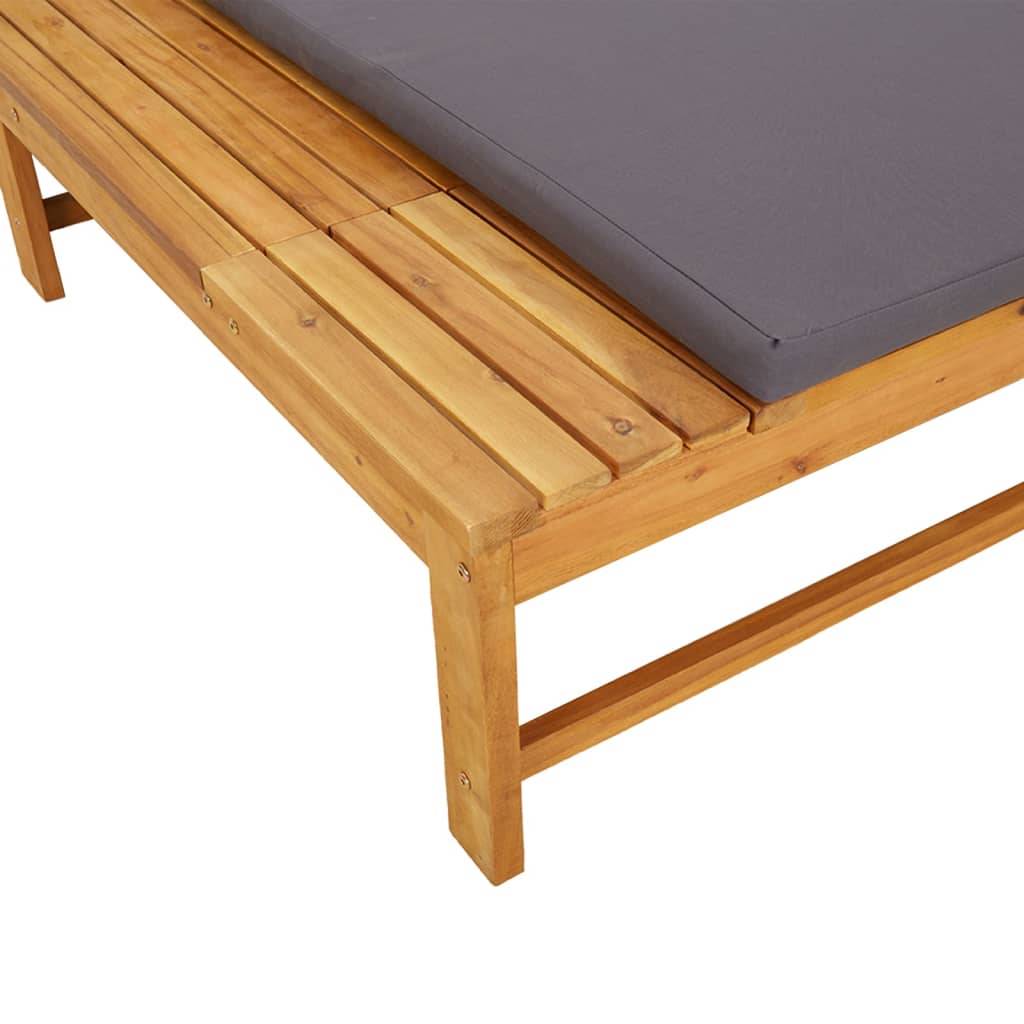 Chaise longue | Transat | Bain de soleil et coussin/oreiller gris foncé bois massif acacia - Image 8