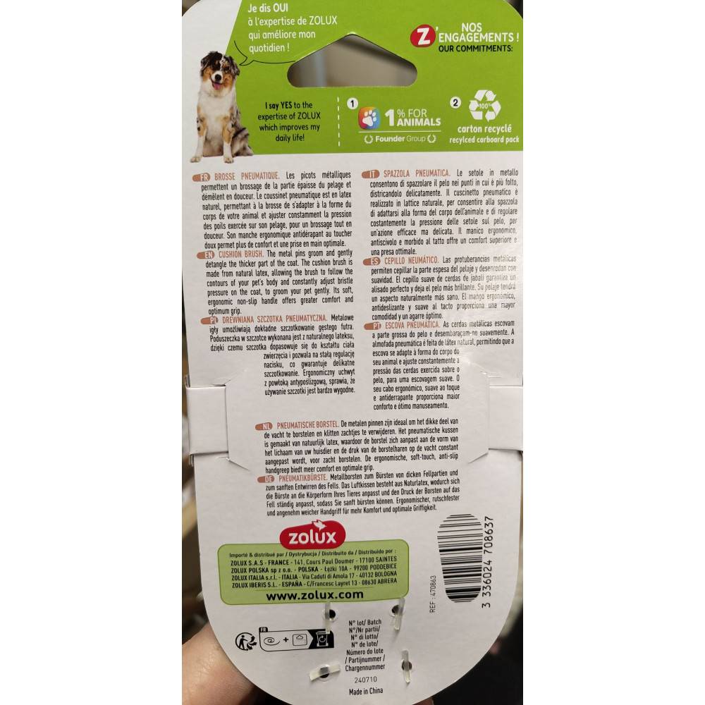 Zolux - Brosse Pneumatique 24.5 cm pour chien à poils longs - Image 4