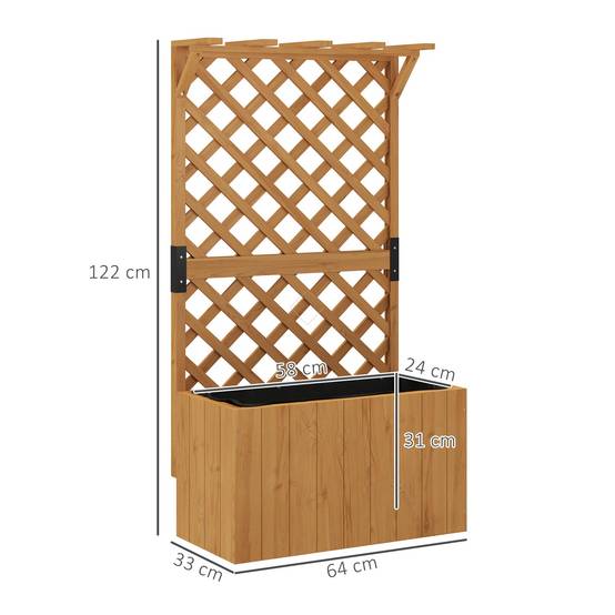 Jardinière avec treillis bois sapin jardin support plantes 122cm naturel - ComfortXL Outdoor Living - Image 5