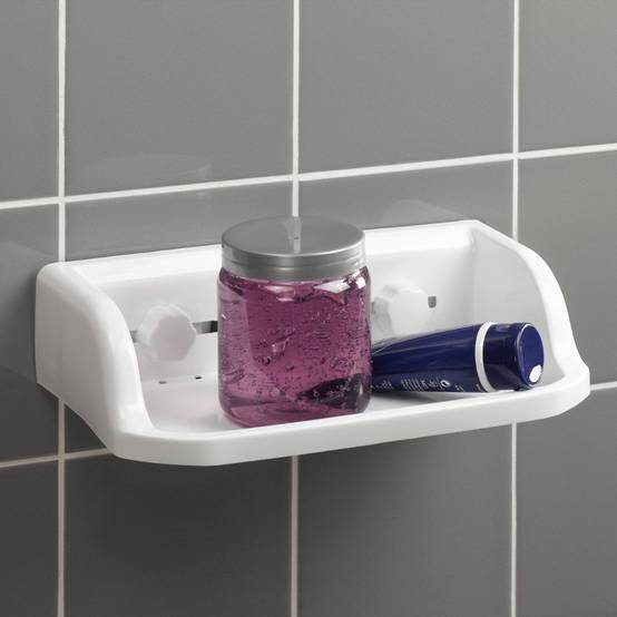 Étagère de Douche Design "Ventouse" 30cm Blanc - Image 1