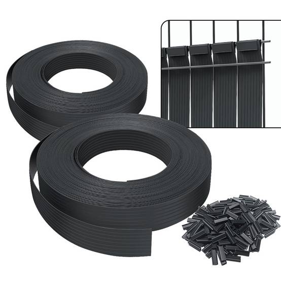 Kit de lamelles occultantes PVC brise vue 150m x 4.7cm avec 300 clips Noir - Image 1