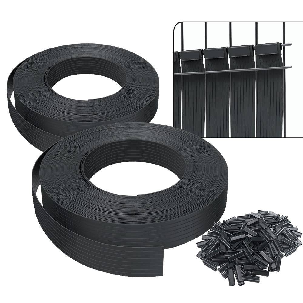 Kit de lamelles occultantes PVC brise vue 150m x 4.7cm avec 300 clips Noir - Image 1