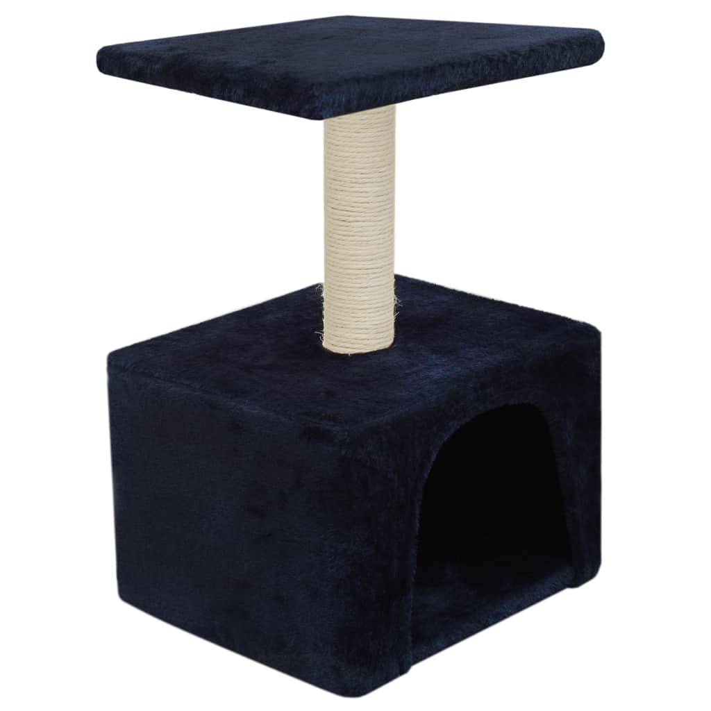 Helloshop26 - Arbre à chat griffoir grattoir niche jouet animaux peluché en sisal 55 cm bleu foncé - Image 4