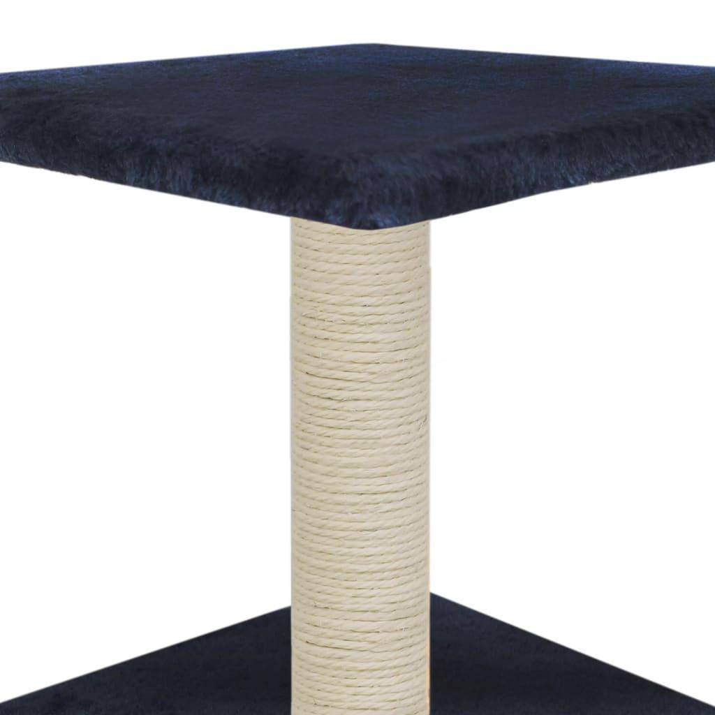 Helloshop26 - Arbre à chat griffoir grattoir niche jouet animaux peluché en sisal 55 cm bleu foncé - Image 6