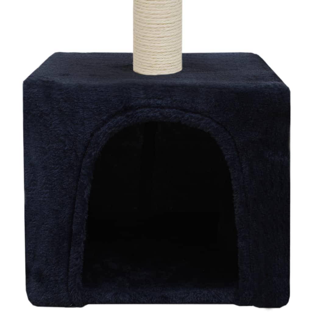 Helloshop26 - Arbre à chat griffoir grattoir niche jouet animaux peluché en sisal 55 cm bleu foncé - Image 5