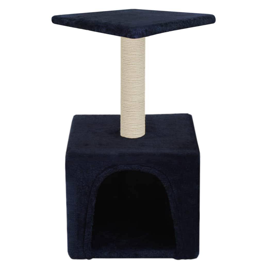 Helloshop26 - Arbre à chat griffoir grattoir niche jouet animaux peluché en sisal 55 cm bleu foncé - Image 3