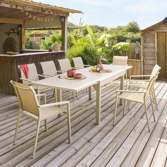Hesperide - Table de jardin extensible "Piazza" argile 10 places en aluminium traité en epoxy Hespéride - Image 1