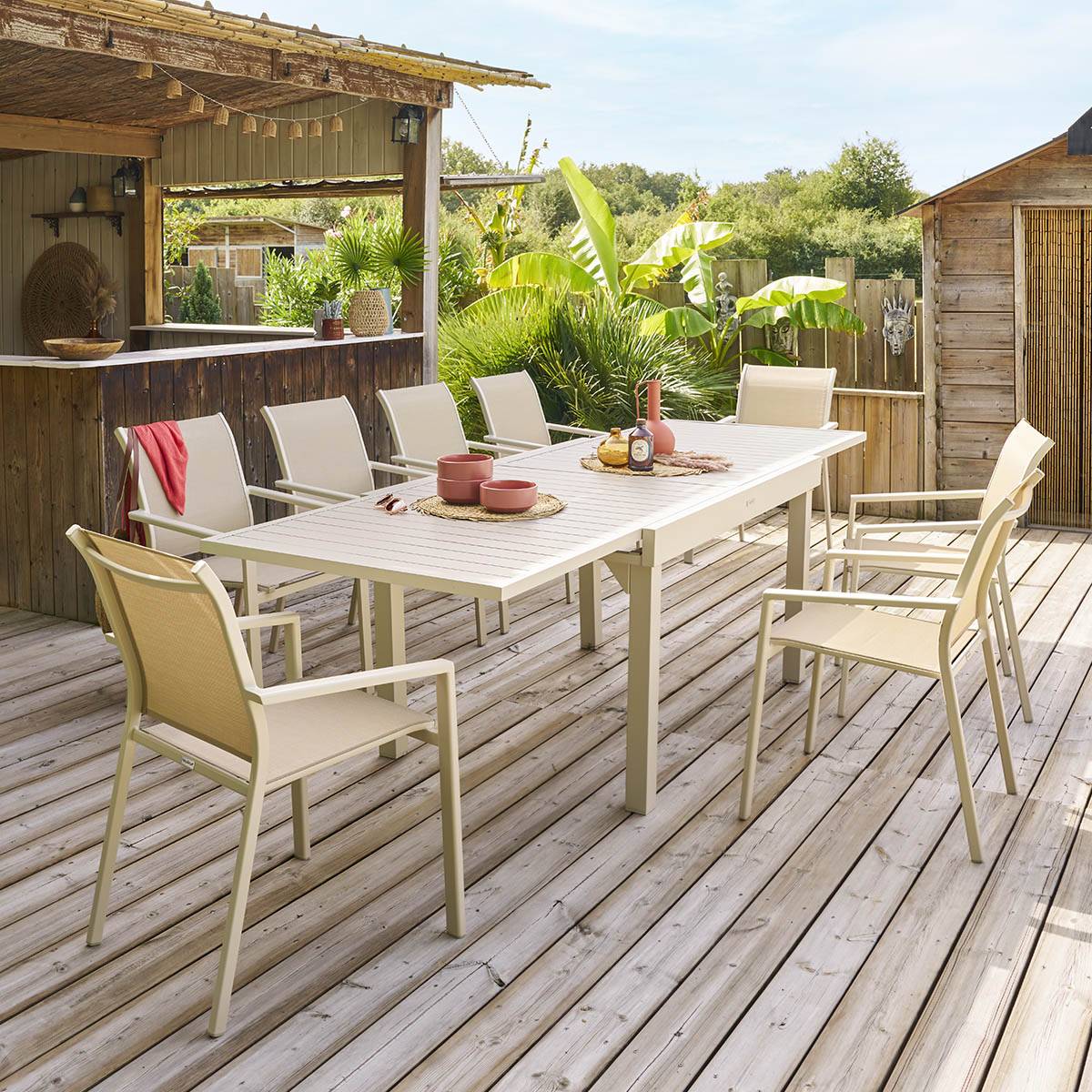 Hesperide - Table de jardin extensible "Piazza" argile 10 places en aluminium traité en epoxy Hespéride - Image 1