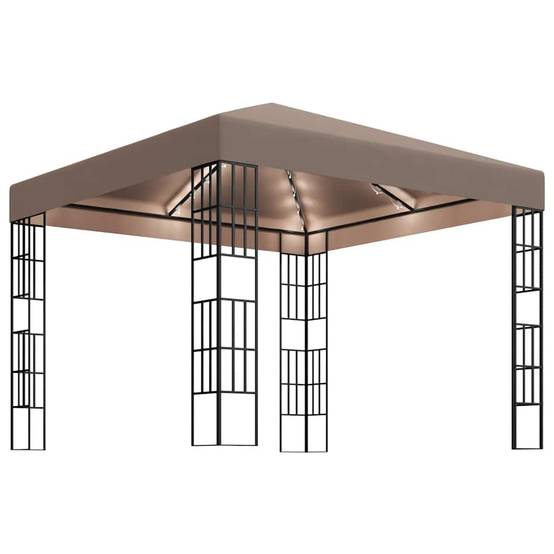Tonnelle Aluminium Taupe avec LED 3 x 3 x 2.6 m - PANGIVO - Image 2