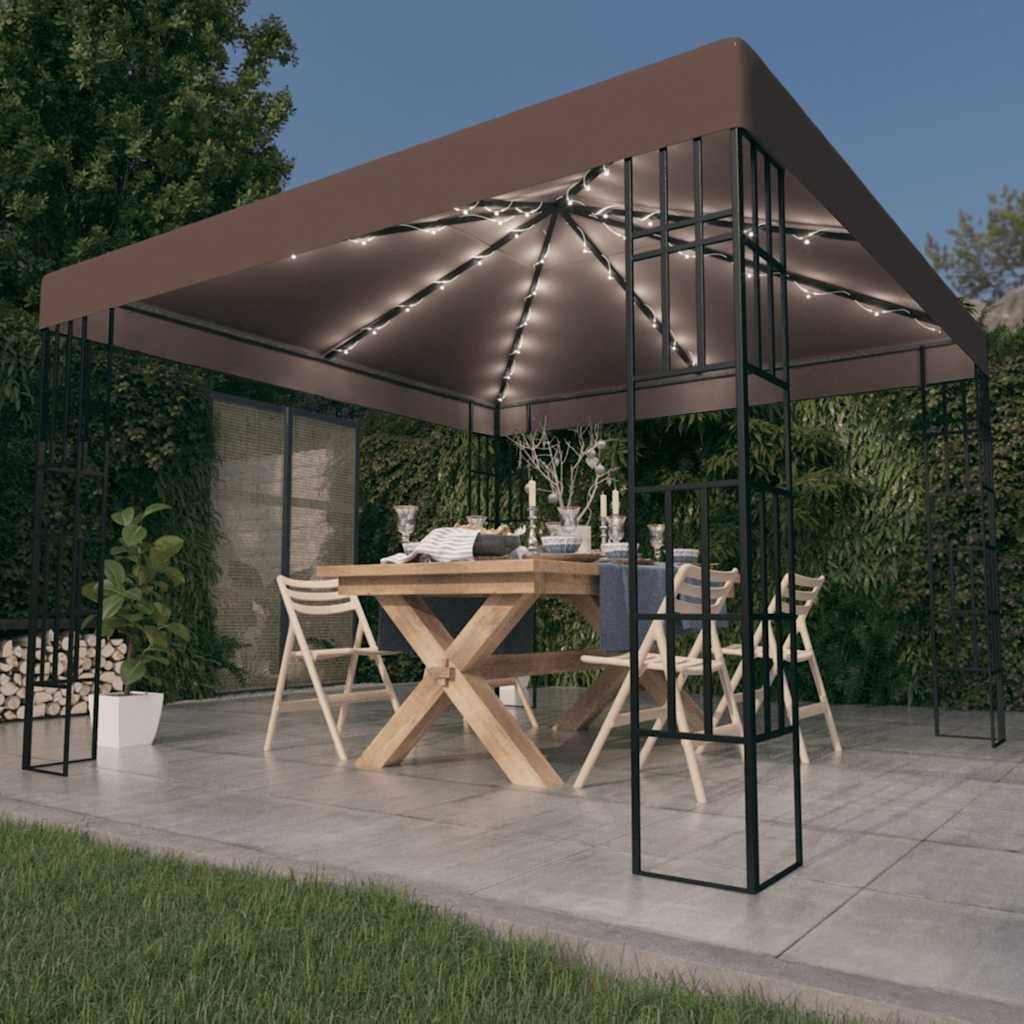 Tonnelle Aluminium Taupe avec LED 3 x 3 x 2.6 m - PANGIVO