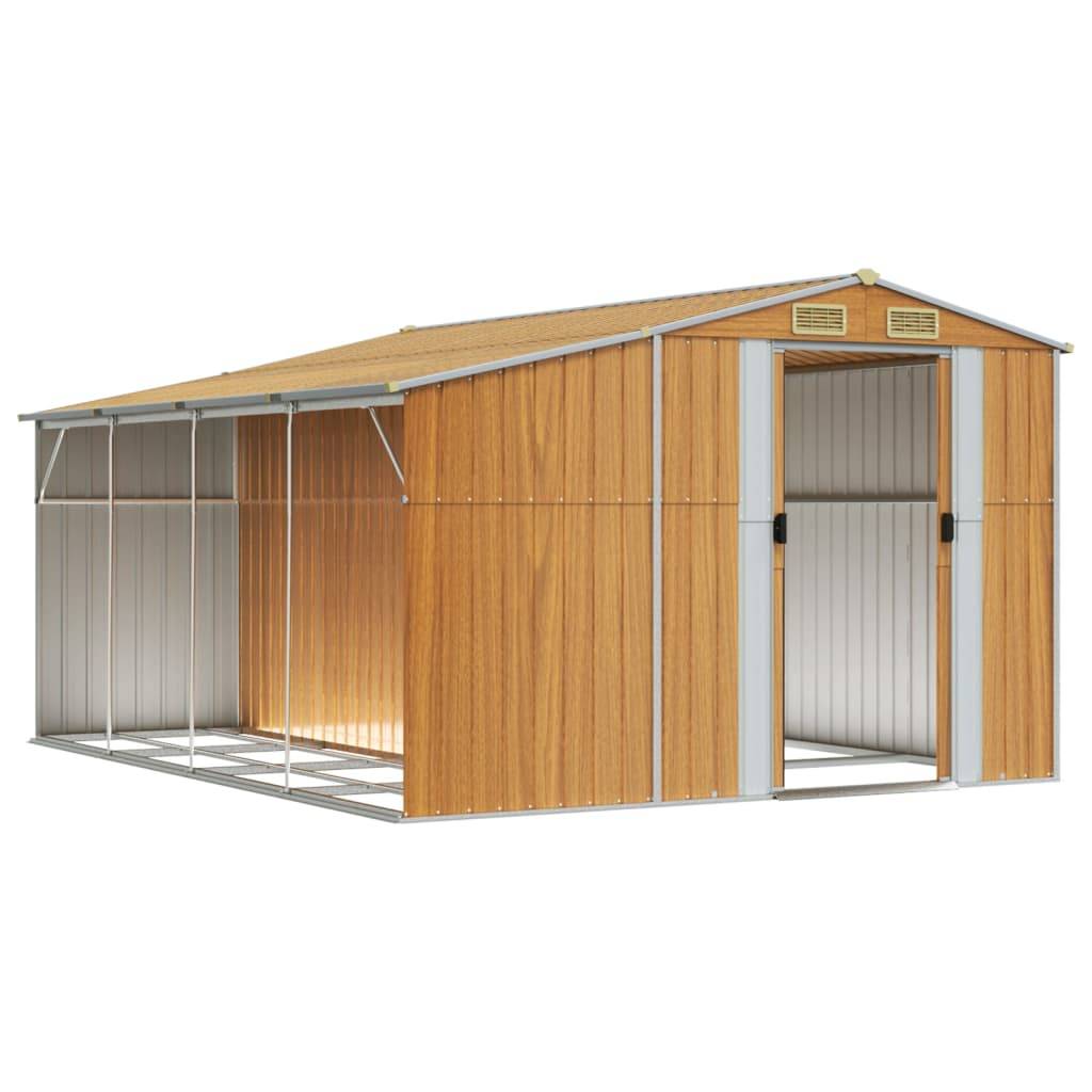 Abri de jardin acier galvanisé marron clair 277 x 365,5 x 179 cm - PANGIVO - Image 3