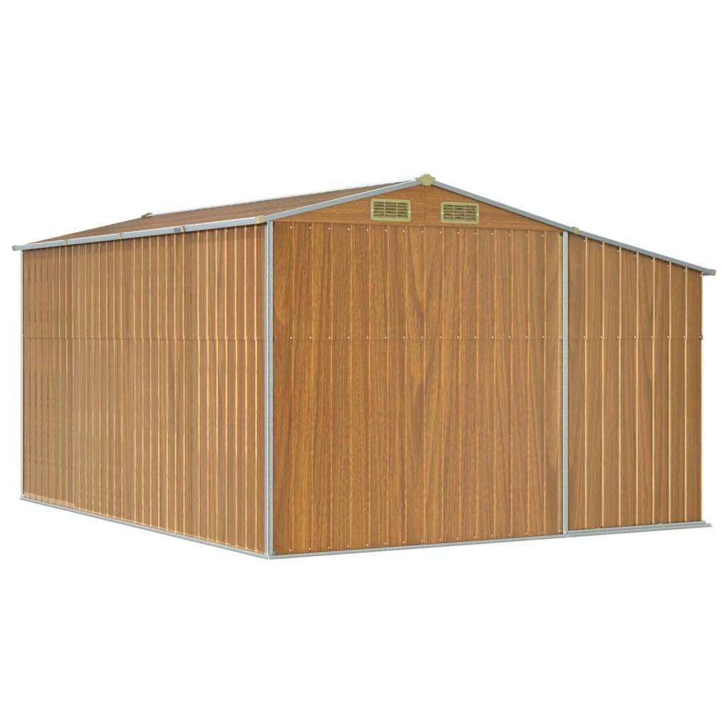 Abri de jardin acier galvanisé marron clair 277 x 365,5 x 179 cm - PANGIVO - Image 7