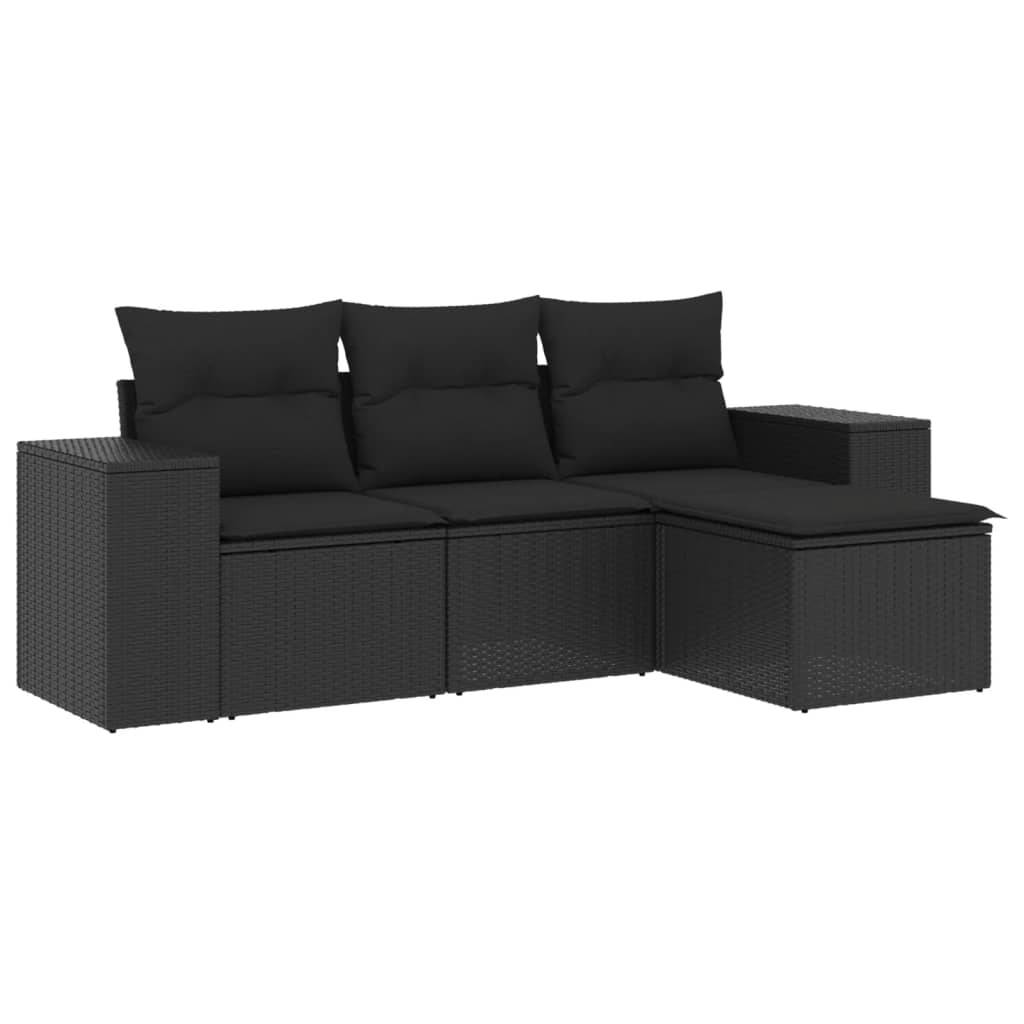 ComfortXL - Petit Salon de Jardin 4 Pièces Résine Tressée Noire 3 Places avec Repose-pied pour Balcon – ComfortXL Outdoor Living - Image 2
