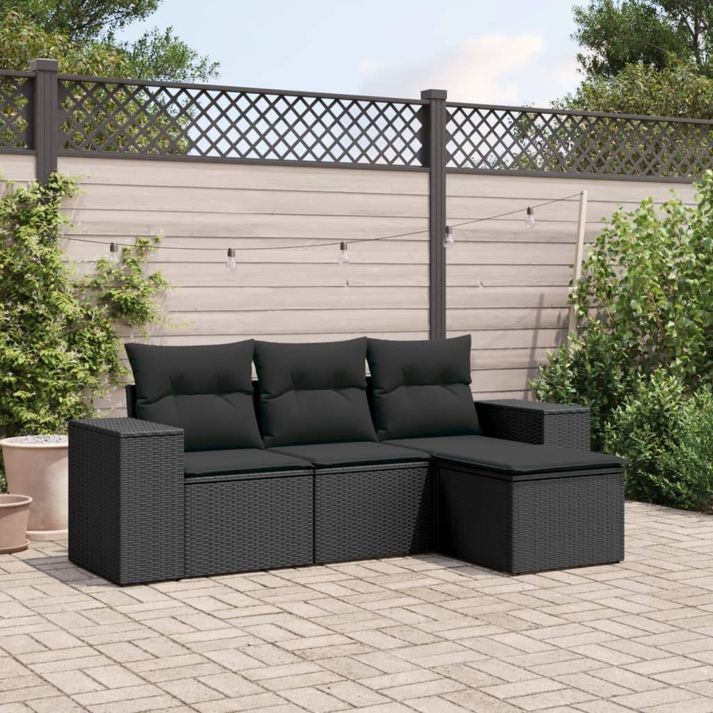 ComfortXL - Petit Salon de Jardin 4 Pièces Résine Tressée Noire 3 Places avec Repose-pied pour Balcon – ComfortXL Outdoor Living - Image 1