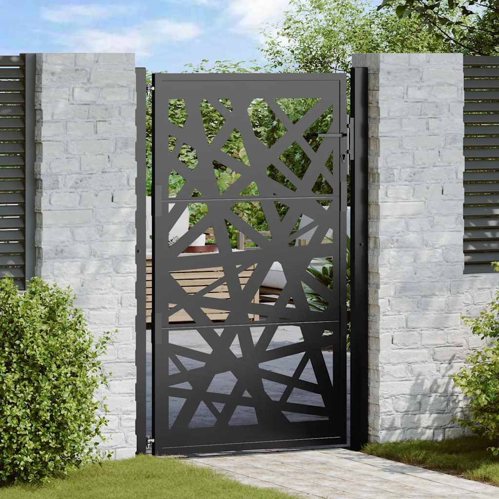 Portail de jardin - Portail d'extérieur - Clôture de jardin noir 105x155 cm acier conception de lumière - Image 2