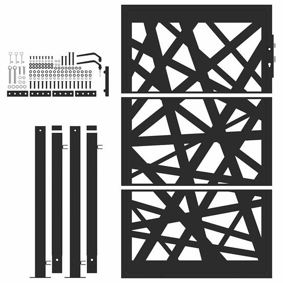 Portail de jardin - Portail d'extérieur - Clôture de jardin noir 105x155 cm acier conception de lumière - Image 4