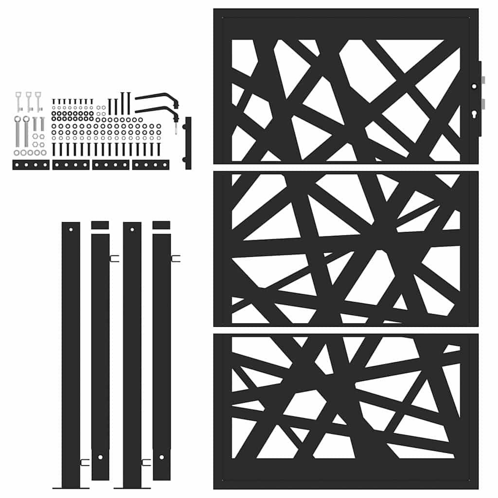 Portail de jardin - Portail d'extérieur - Clôture de jardin noir 105x155 cm acier conception de lumière - Image 4