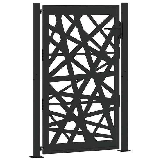 Portail de jardin - Portail d'extérieur - Clôture de jardin noir 105x155 cm acier conception de lumière - Image 6