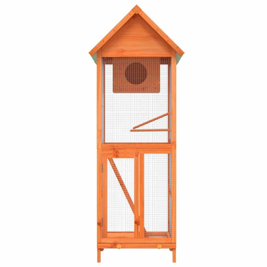 Volière en bois de pin massif pour jardin et balcon Marron 160 cm – ComfortXL Pet Living - Image 3