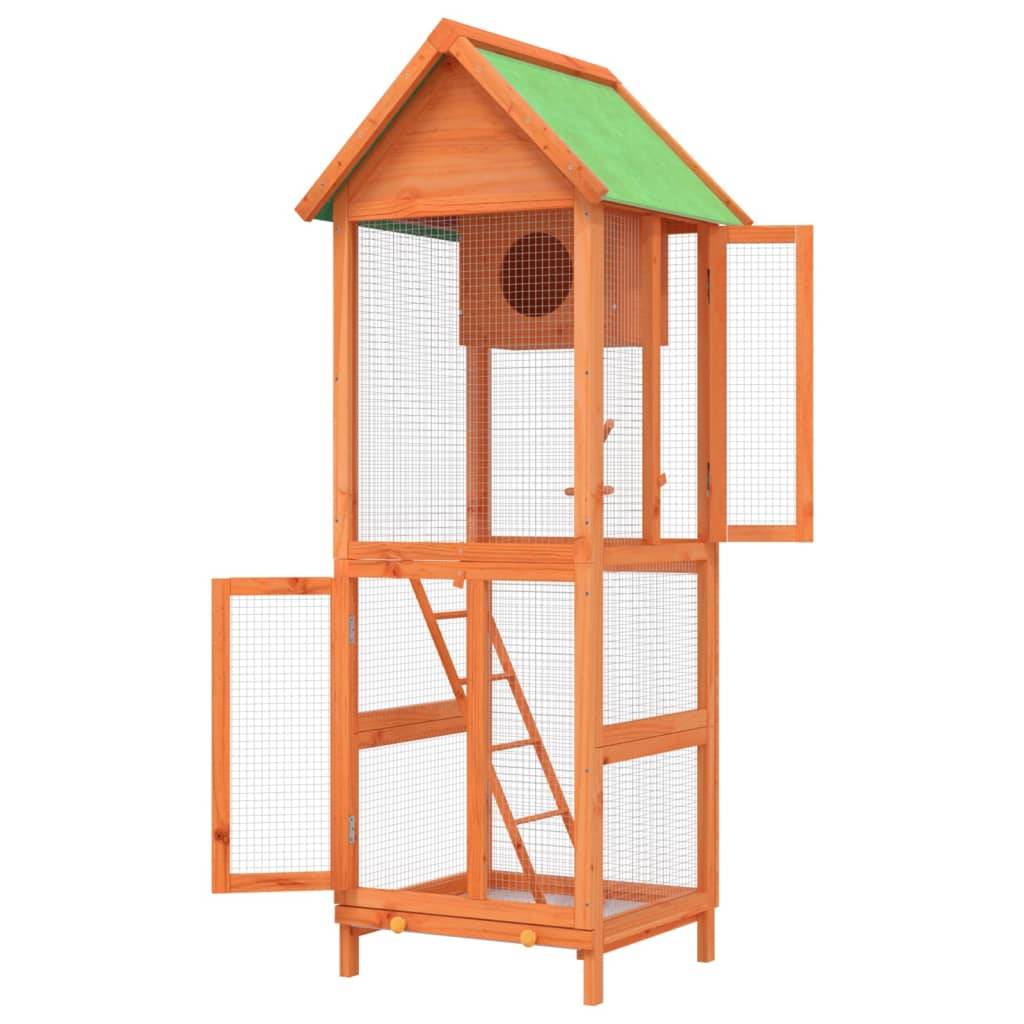 Volière en bois de pin massif pour jardin et balcon Marron 160 cm – ComfortXL Pet Living - Image 6