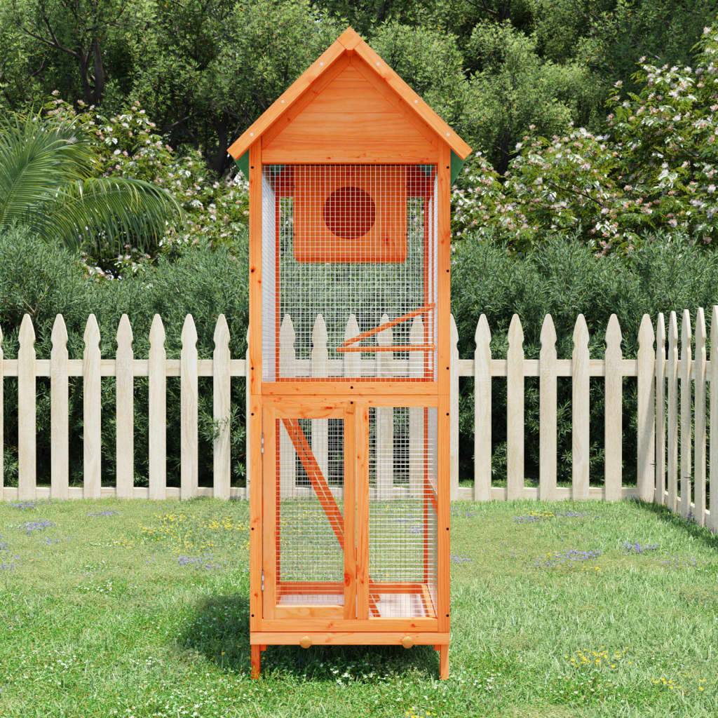 Volière en bois de pin massif pour jardin et balcon Marron 160 cm – ComfortXL Pet Living