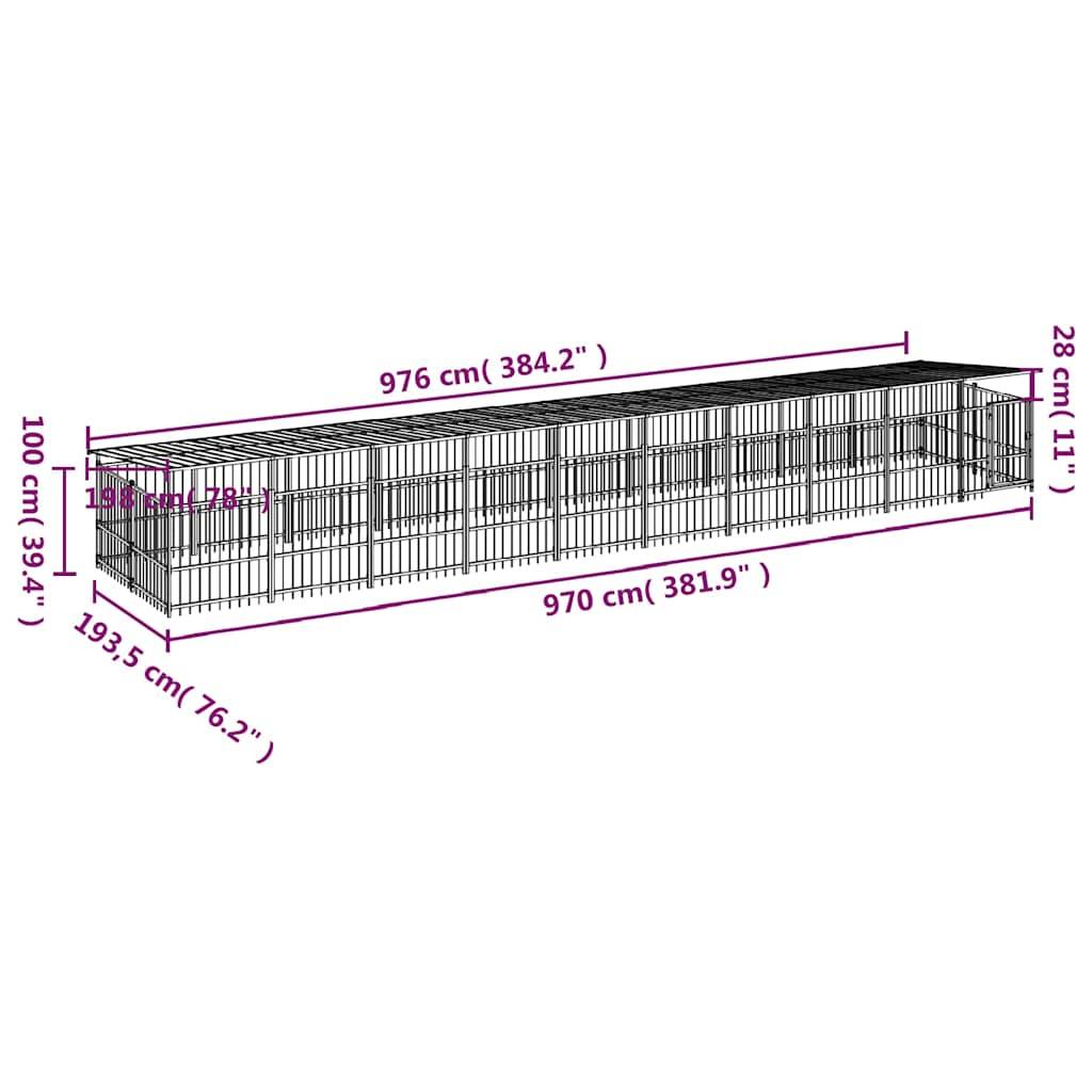 Vidaxl - Chenil d'extérieur avec toit pour chiens Acier 18,77 m² vidaXL 3124615 - Image 8