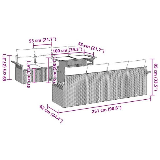 ComfortXL - Salon de jardin 8 places 9 pièces polyrotin Gris modulable pour jardin – ComfortXL Outdoor Living - Image 8