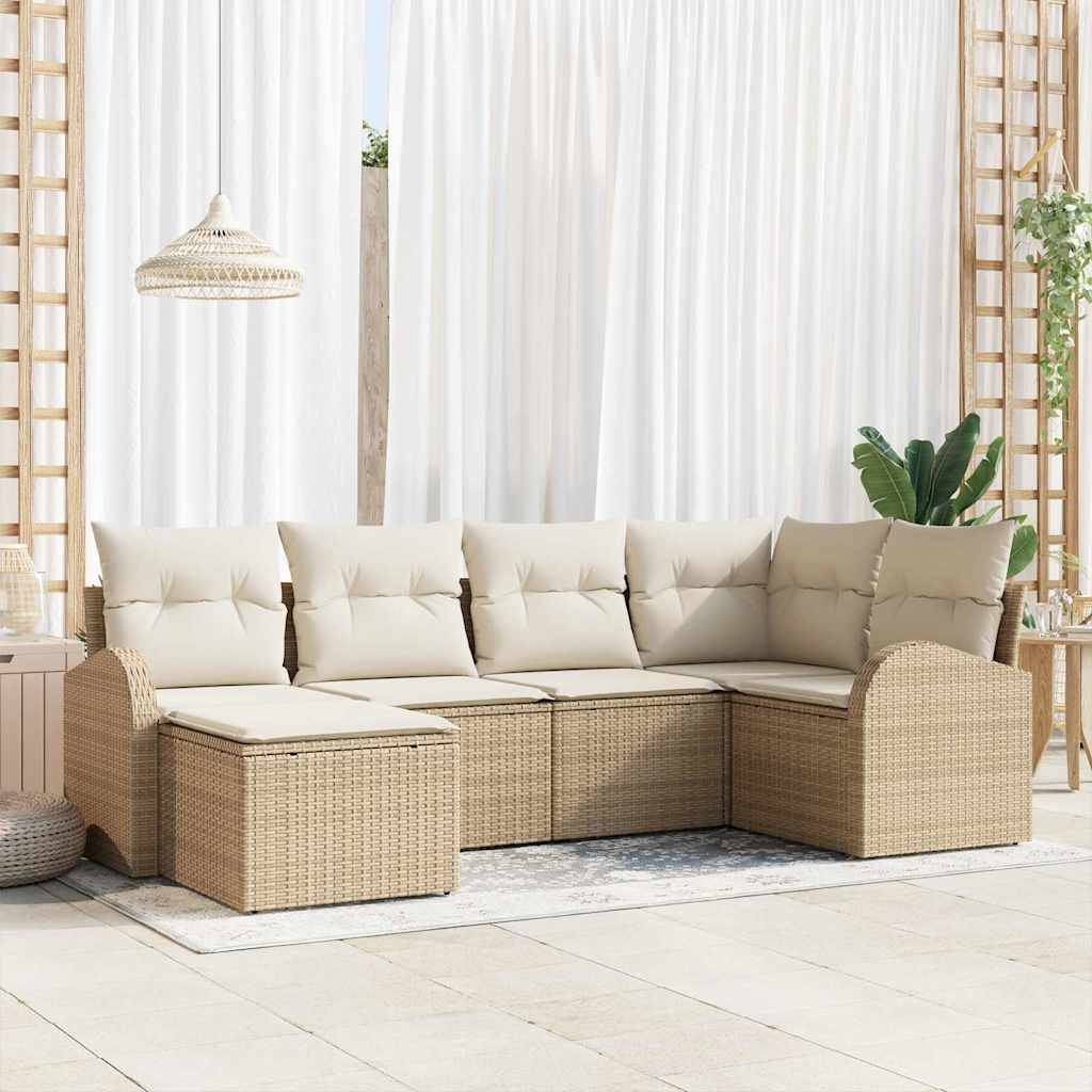 ComfortXL - Ensemble canapé extérieur 6 pcs en Poly rotin modulable Beige et Blanc – ComfortXL Outdoor Living - Image 1