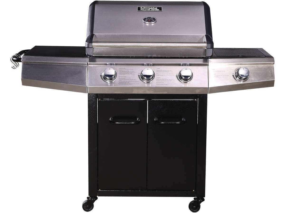 Habitat Et Jardin - Barbecue Gaz "bingo 4" - 4 Brûleurs Dont 1 Latéral - 14kw + Housse Protection - Noir -habitat Et Jardin - Image 2