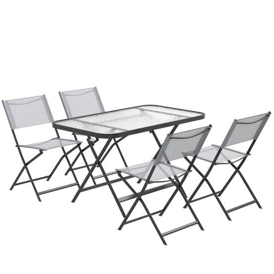 Salon de jardin métal et verre gris 120 x 70 x 70 cm - PANGIVO - Image 2