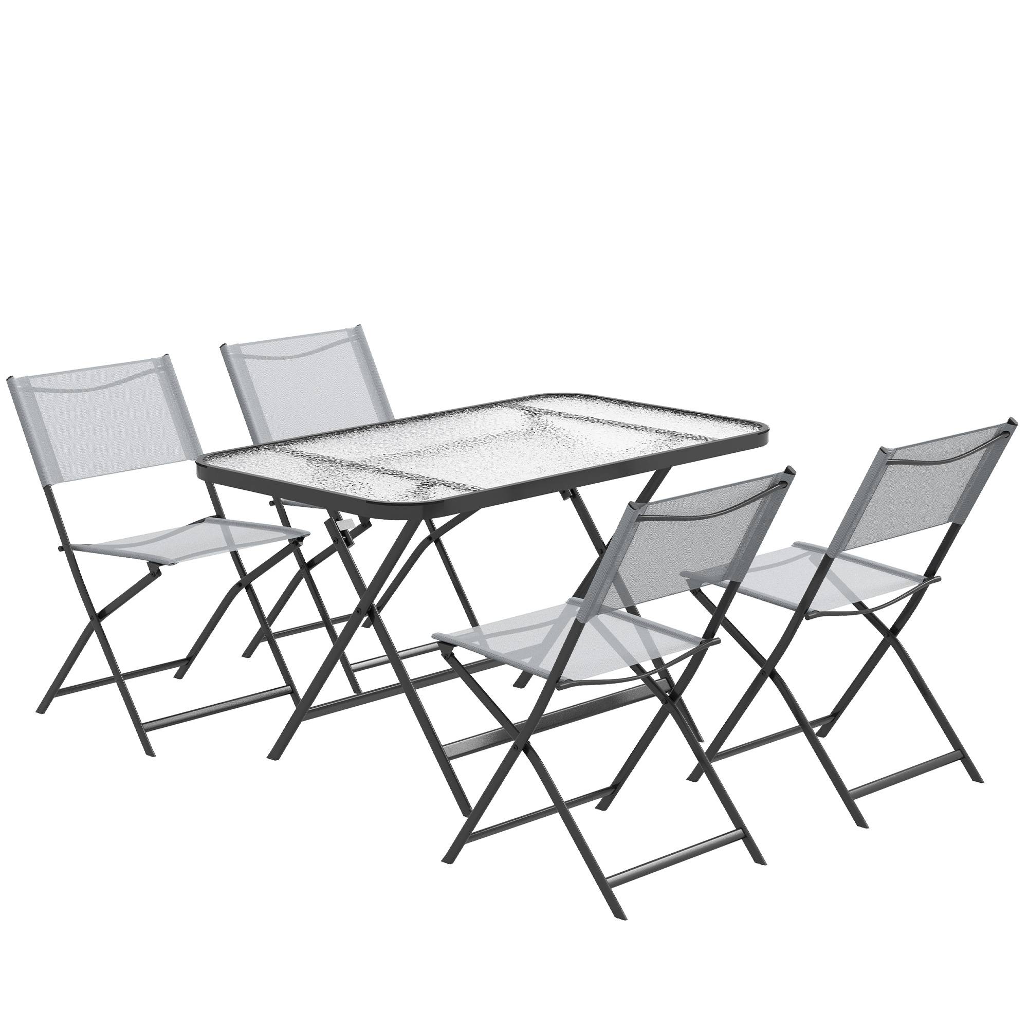 Salon de jardin métal et verre gris 120 x 70 x 70 cm - PANGIVO - Image 2