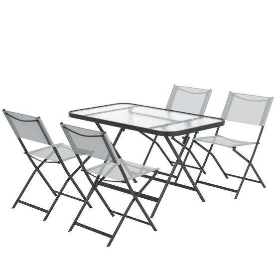 Salon de jardin métal et verre gris 120 x 70 x 70 cm - PANGIVO - Image 1