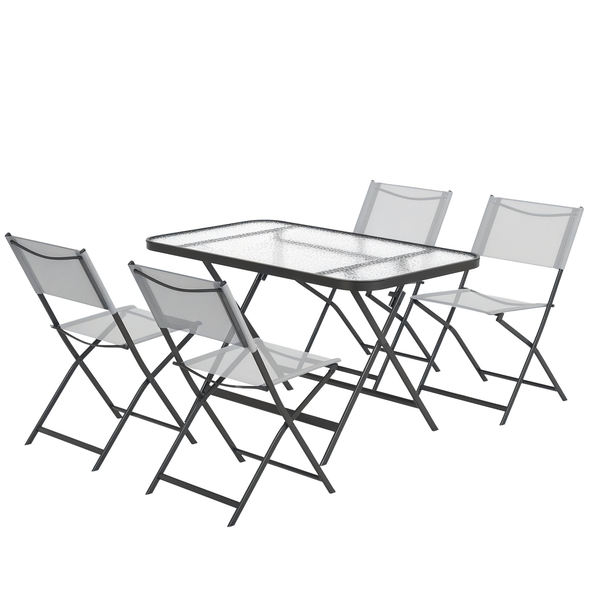 Salon de jardin métal et verre gris 120 x 70 x 70 cm - PANGIVO - Image 1
