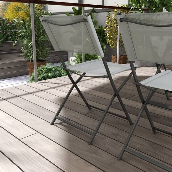 Salon de jardin métal et verre gris 120 x 70 x 70 cm - PANGIVO - Image 10