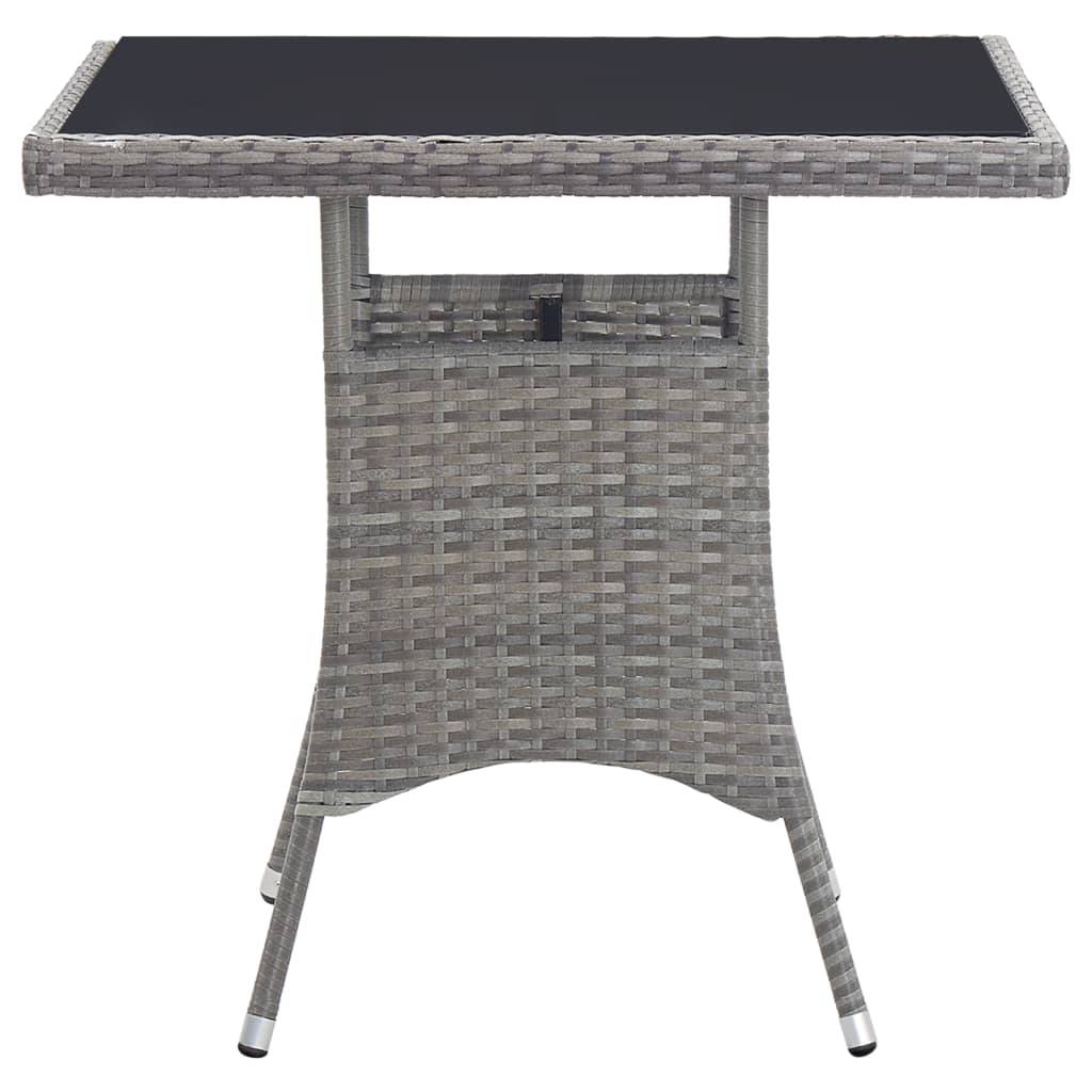 PANGIVO - Table de jardin résine tressée gris 80 x 80 x 74 cm avec verre trempé - PANGIVO - Image 3