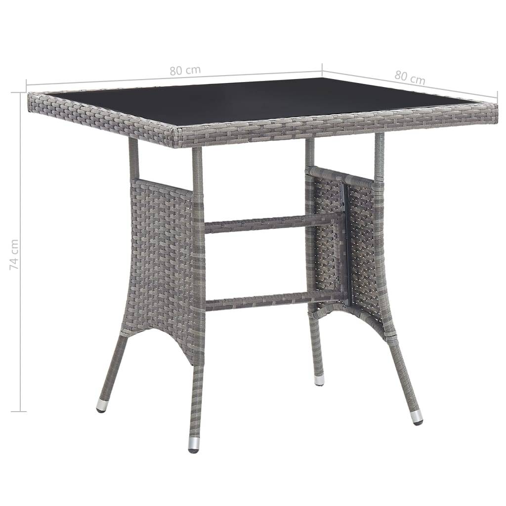 PANGIVO - Table de jardin résine tressée gris 80 x 80 x 74 cm avec verre trempé - PANGIVO - Image 6