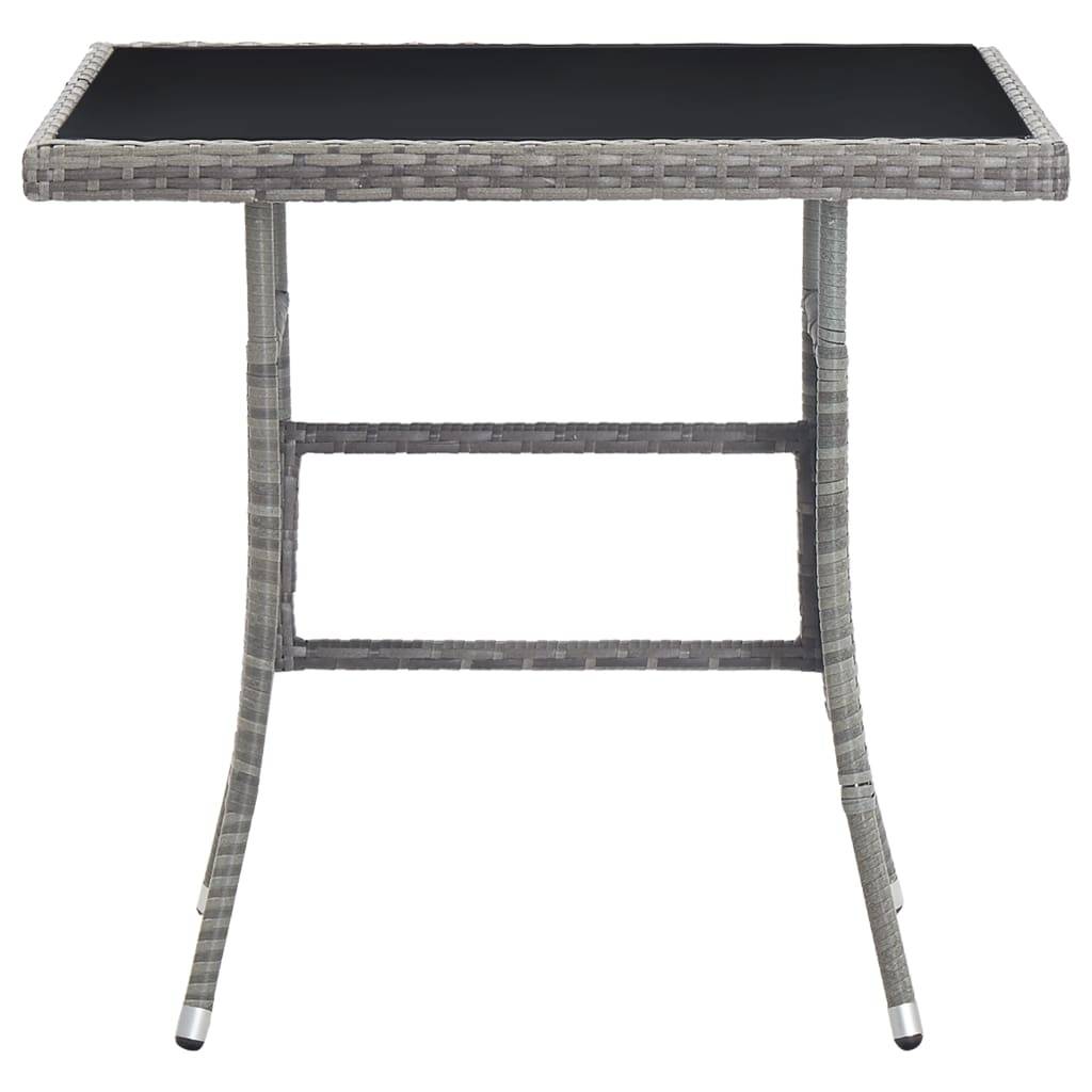 PANGIVO - Table de jardin résine tressée gris 80 x 80 x 74 cm avec verre trempé - PANGIVO - Image 2