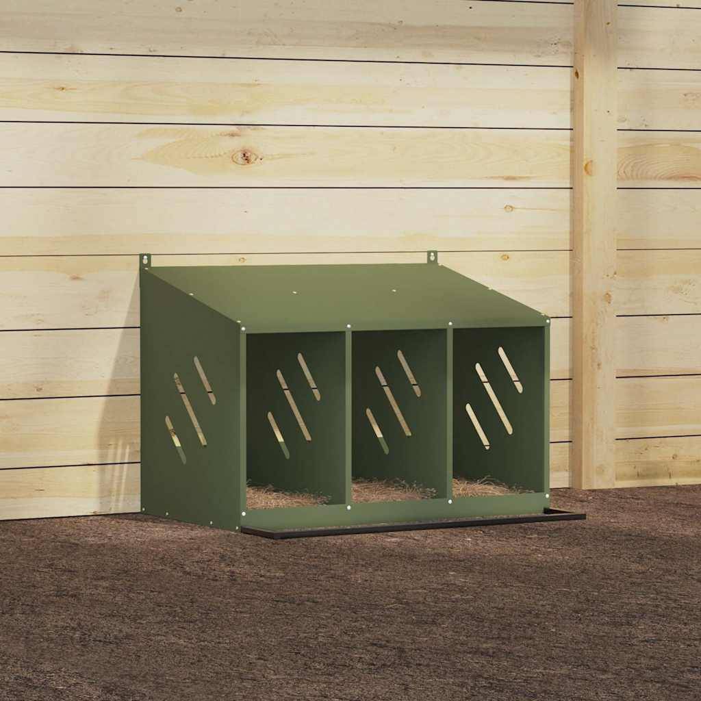 Pondoir à Poules 3 Compartiments en Métal Nichoir de Ponte pour Poulailler – ComfortXL Outdoor Living - Image 3