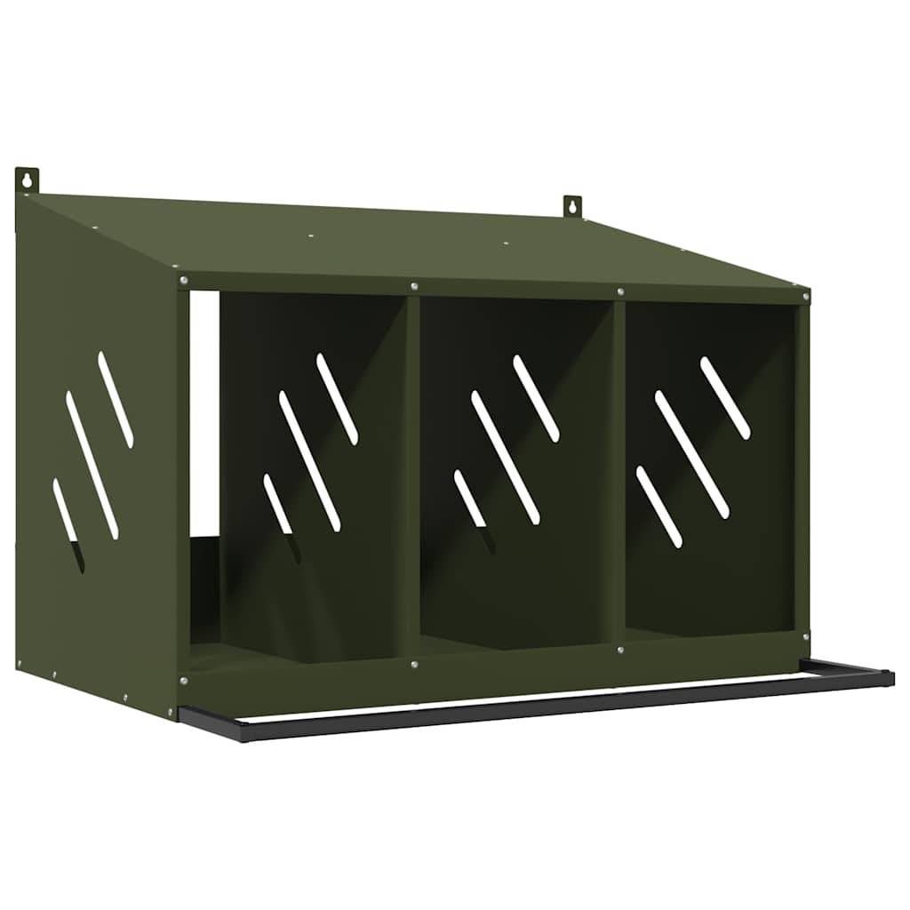 Pondoir à Poules 3 Compartiments en Métal Nichoir de Ponte pour Poulailler – ComfortXL Outdoor Living - Image 1