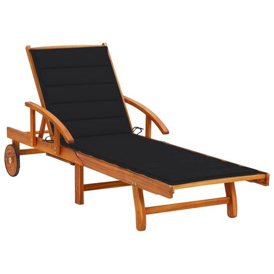Bain de Soleil Acacia Roulettes Tablette & Coussin Noir Élégant – ComfortXL Outdoor Living - Image 1