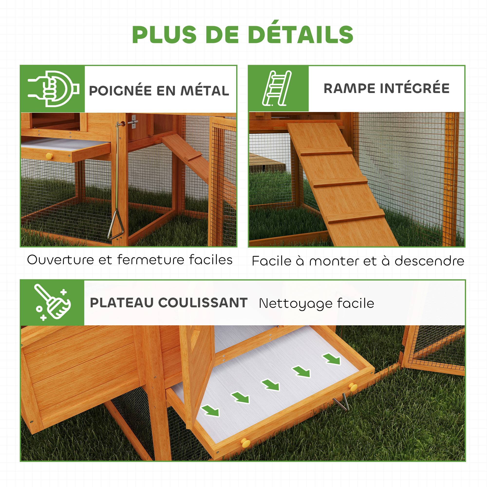 PANGIVO - Poulailler avec pondoir bois orange 179 x 67 x 115 cm - PANGIVO - Image 9