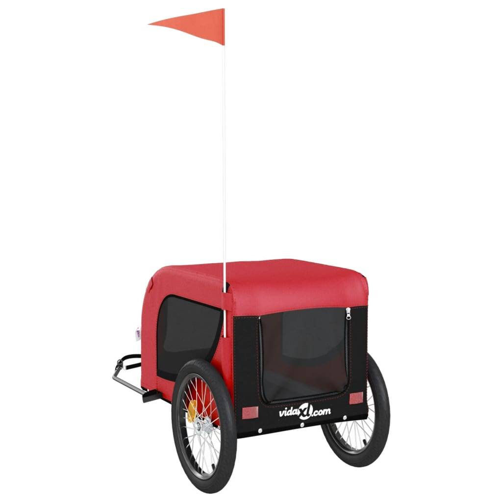 Remorque de vélo pour animaux tissu Oxford et fer rouge et noir 133 x 69 x 73.5 cm - PANGIVO - Image 7